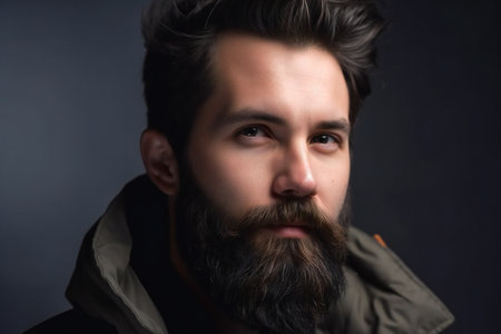 Digital painting fashione man with a beard, people, portraitsの素材