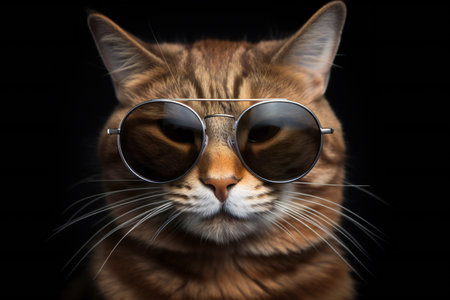 Funny cat portrait in sunglasses high quality, animals, petsの素材