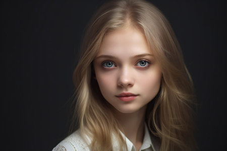 Digital painting young girl with blonde hair high quality, people, portraitsの素材