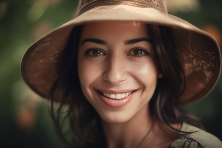 Digital painting smiling natural woman portrait high quality, people, portraitsの素材