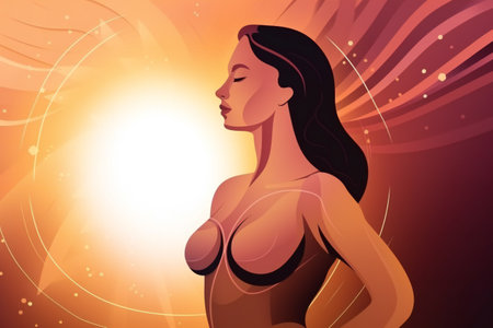 Positivity concept woman with confidence, hand drawn & artisticの素材