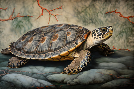 Fresco art style high quality, animals, marine lifeの素材