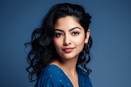 Digital painting young curvy latina woman smiling, people, portraitsの素材