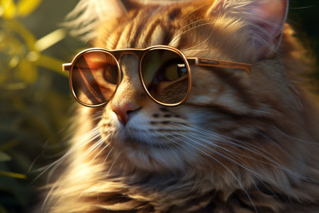 Funny cat portrait in sunglasses high quality, animals, petsの素材