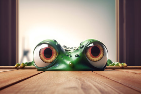 Frog peeking out conceptual art style, animals, wildlifeの素材