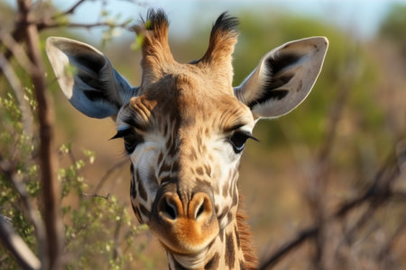 Close up of a giraffe head during a safari trip, animals, wildlifeの素材