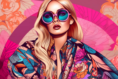 Digital painting fashion blond woman, clothing & accessoriesの素材