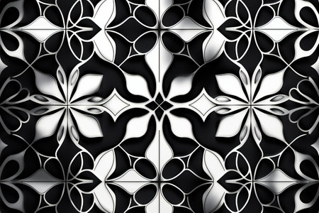 Elegant blode in geometric black and white, nature, flowers & gardensの素材