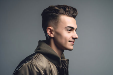 Digital painting smile cropped portrait of a handsome man, people, portraitsの素材