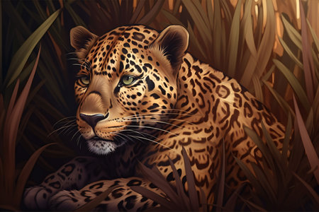 Leopard art deco style high quality, animals, wildlifeの素材