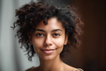 Digital painting beautiful young girl dark skin, people, diversityの素材