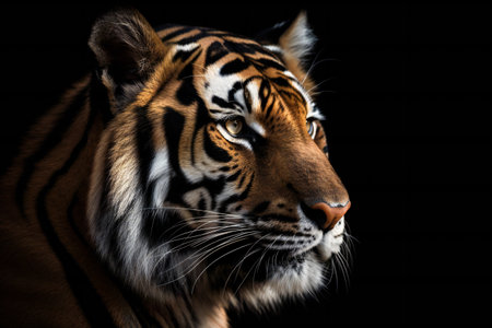 Portrait of a tiger with a black high qualily, animals, wildlifeの素材