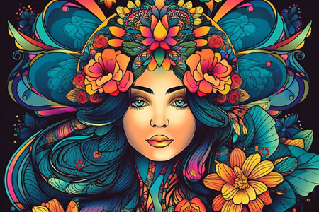 Positivity concept woman with confidence, hand drawn & artisticの素材