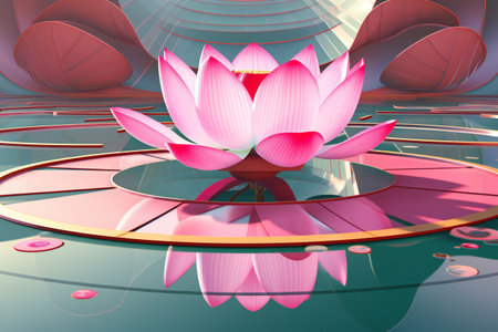 Pink lotus in hand of buddha, nature, flowers & gardensの素材