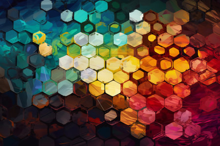 Hexagon background   expressionist art style, abstract, colorsの素材