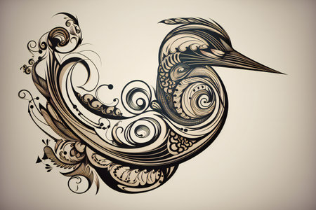 Tribal tattoo design, digital illustration artwork, hand drawn & artisticの素材