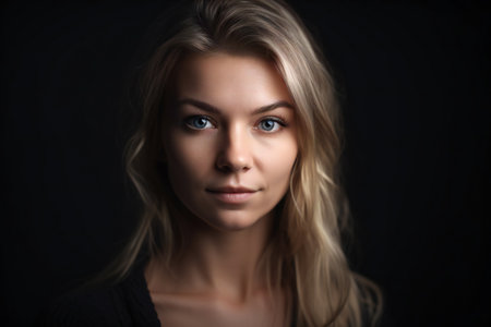 Digital painting portrait of young happy woman, people, portraitsの素材