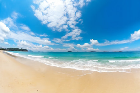 Beautiful beach with white sand, nature, sea & oceanの素材