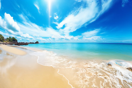 Beautiful beach with white sand, nature, sea & oceanの素材