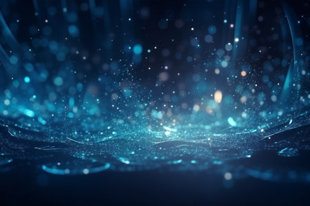 Blue color digital particles wave, abstract, backgroundsの素材