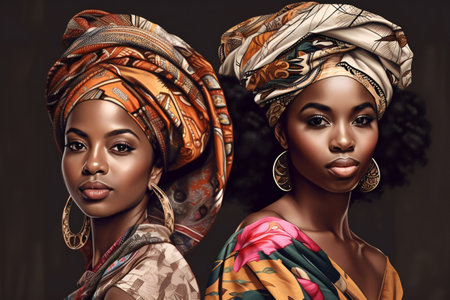 Digital painting fashion beauty young women portrait, people, diversityの素材