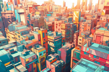 3d render of cityscape with skyscrapers and buildings.の素材