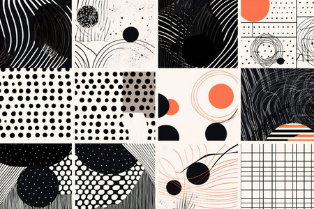 Hand drawn simple minimalist marine geometry, abstract, backgroundsの素材