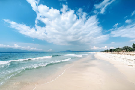 Beautiful beach with white sand, nature, sea & oceanの素材