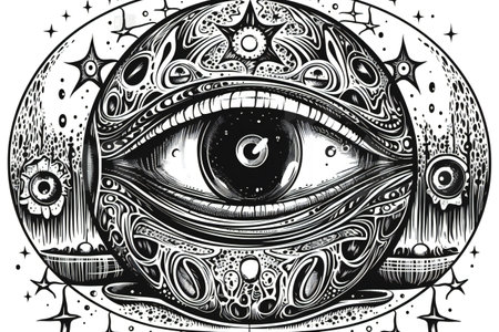 Hand drawn mystical crystal eyes ball, hand drawn & artisticの素材