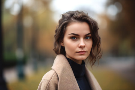 Digital painting young woman standing outdoors, people, portraitsの素材