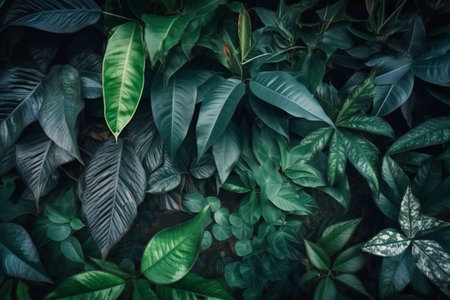Tropical foliage texture background, nature, plants and treesの素材