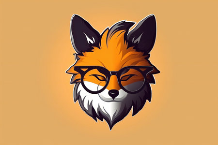 Fox logo design, creative digital illustration, hand drawn & artisticの素材