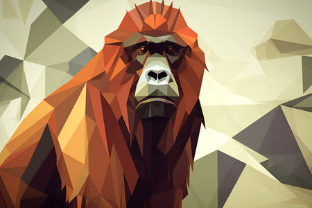 Sumatran orangutan  suprematism art style, hand drawn & artisticの素材