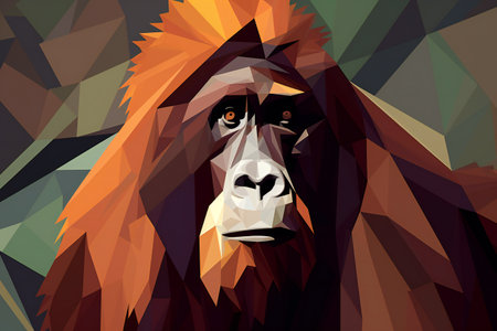 Sumatran orangutan  suprematism art style, hand drawn & artisticの素材