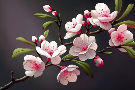 Realistic sakura or cherry blossom in spring, nature, flowers & gardensの素材