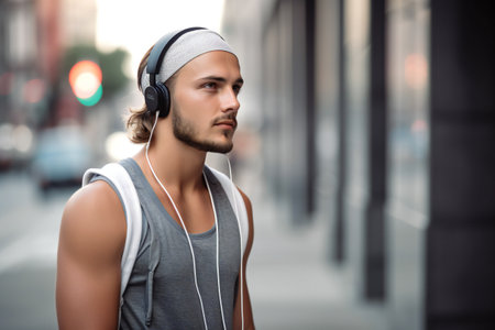 Digital painting a healthy sporty young man, people, portraitsの素材