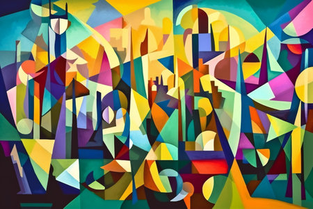 Colorful illustration of cubism style, abstract, colorsの素材