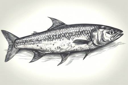 Hand drawn sardine fish, abstract background, animals, marine lifeの素材