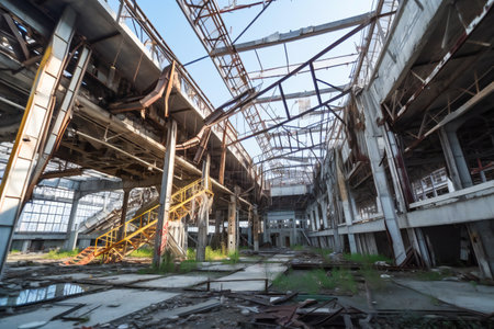 Wide angle view of airport ruins, arts & architecture, outdoorの素材