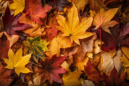 Fall background with autumn maple leaves, nature, plants and treesの素材