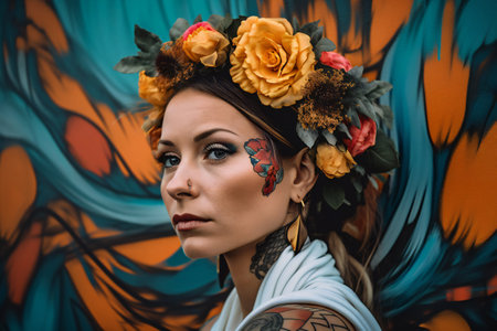 Digital painting a portrait of a bride before her wedding, people, womenの素材