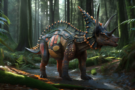 Illustration of a diabloceratops, animals, reptiles & amphibiansの素材