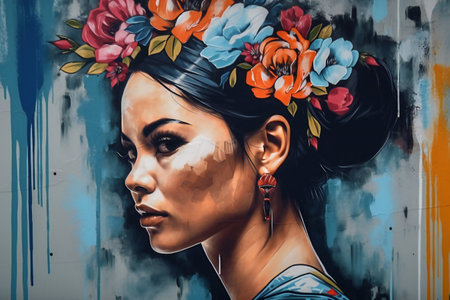 Digital painting a portrait of a bride before her wedding, people, womenの素材