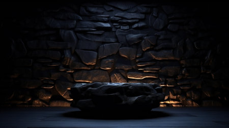 Rough dark stone lit by spotlight background, abstract, uniqueの素材