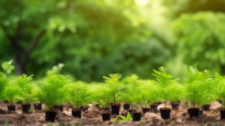 Environment earth day in the hands of trees growing, nature, plants and treesの素材