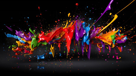 Rainbow color paint splash wallpaper, abstract, colorsの素材