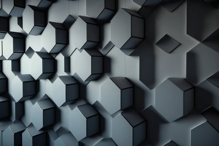 Hexagonal tiles arranged to create a polished wall, abstract, backgroundsの素材