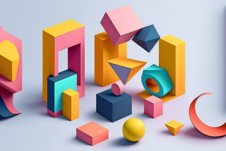 Isometric impossible colorful shapes lego, abstract, uniqueの素材