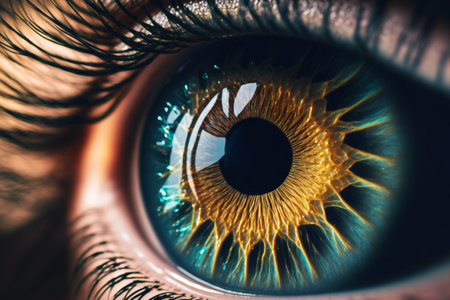 Macro shot of womans beautiful eye, people, body partsの素材
