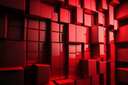 Polished futuristic wall with tiles red, abstract, backgroundsの素材